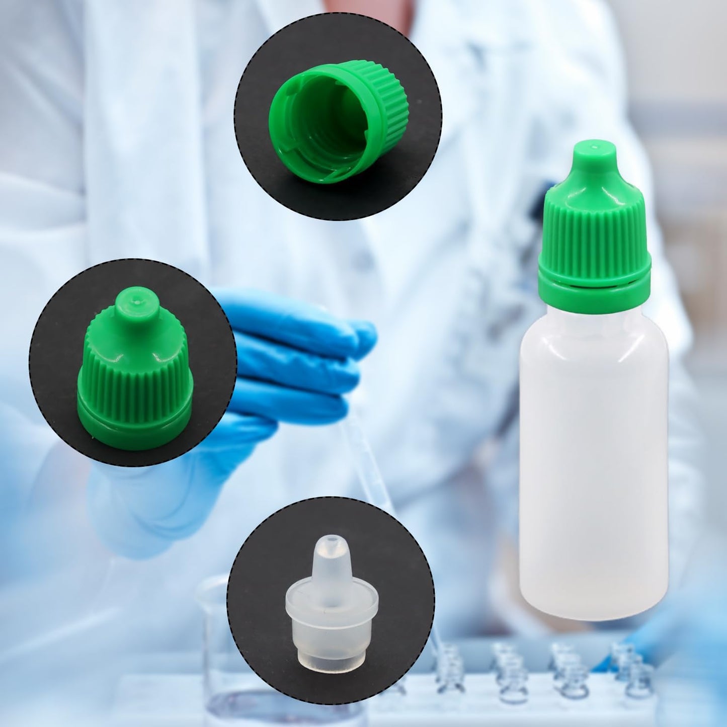 10 Pcs Dropper Bottles, 15ml/0.5 oz Empty Squeezable Small Mouth Dropper Bottle, Liquid Dropper Bottle with Green Cap