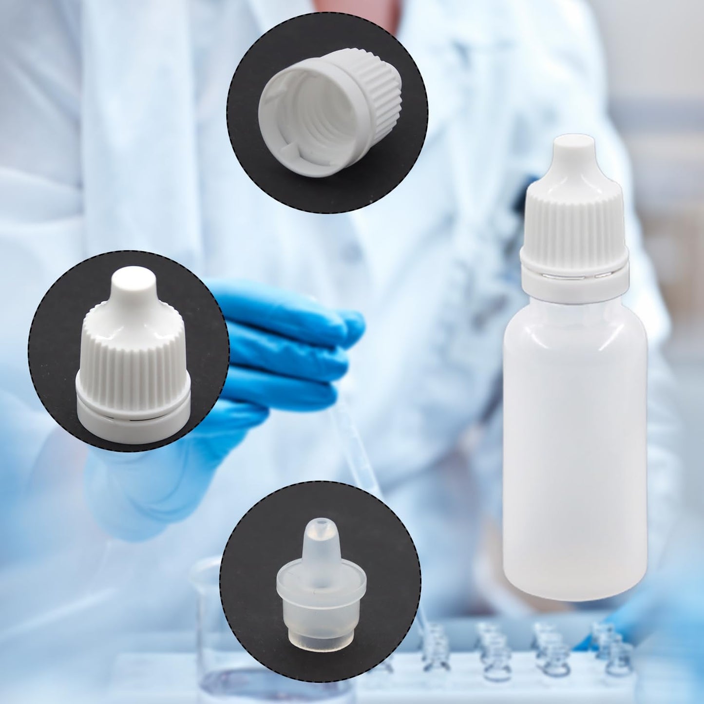 10 Pcs Dropper Bottles, 15ml/0.5 oz Empty Squeezable Small Mouth Dropper Bottle, Liquid Dropper Bottle with White Cap