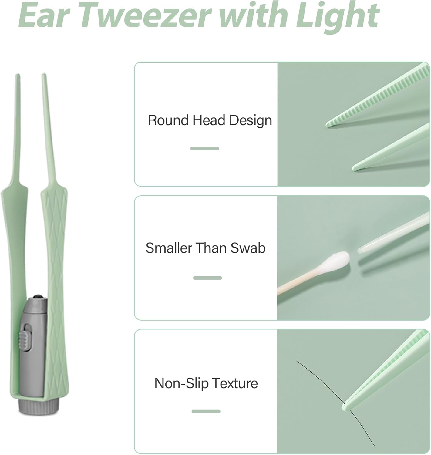 15 Pack Ear Wax Removal Tool Kit with Light - LED Ear Cleaning Kit, Ear Wax Removal for Kids and Adults, Ear Cleaning Tool, Ear Picker Spoon & Ear Tweezers & Spiral Spring Ear Spoon Green
