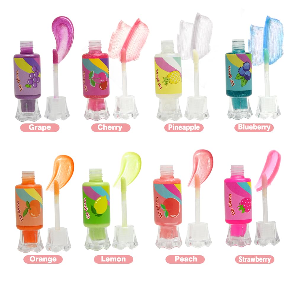 Cute Lip Gloss for Kids, 6PCS Glitter Girls Lip Gloss Set with Shape of Candy, Assorted Flavors Hydrating Lip Balm Party Favor Make-up for Girls and Teens Ages 8-12
