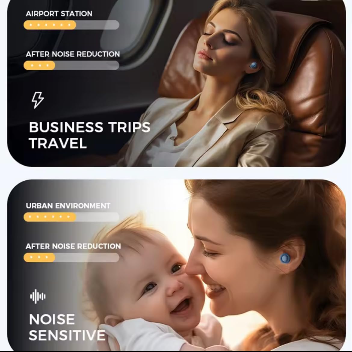 Noise Cancelling Ear Plugs for Sleeping β Up to 30dB Sound Blocking Reusable Silicone with 8 Ear Tips & Travel Case Comfortable Hearing Protection for Sleep, Work, Study, Travel, Concerts (Black)