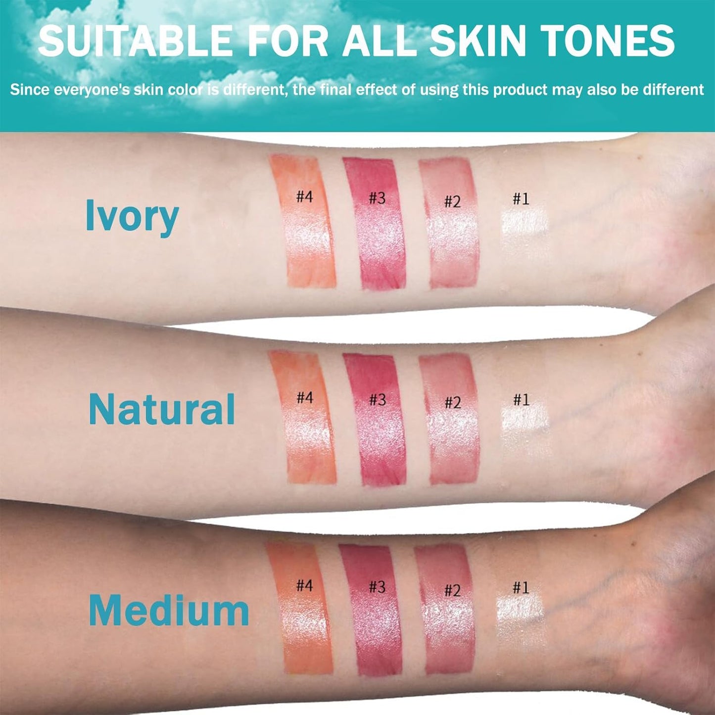 4pcs Lip Tint Hydrating, Moisturizing Lip Oil Balm, Long Lasting Waterproof Lip Gloss Non-Stick Cup Lipstick Set, Natural Ingredients Strong Moisturizing Lipstick