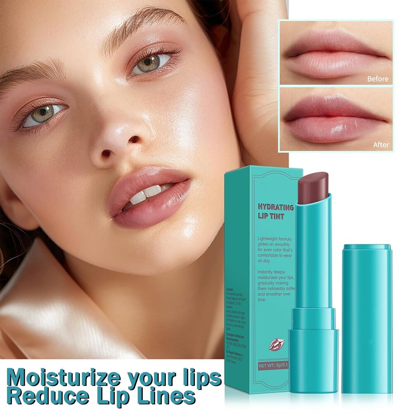 Lip Tint Hydrating, Moisturizing Lip Oil Balm, Long Lasting Waterproof Lip Gloss Non-Stick Cup Lipstick Set, Natural Ingredients Strong Moisturizing Lipstick (Clear Shimmer)