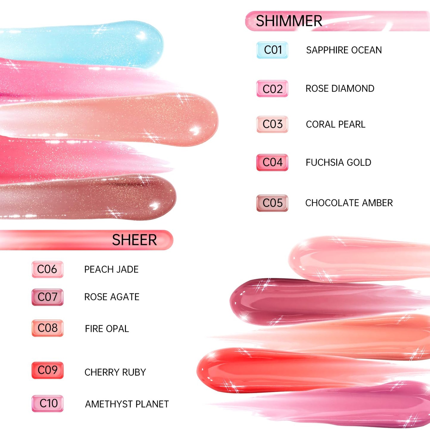 Catkin Lip Plumper Gloss, Tinted Lip Serum with Hyaluronic Acid & Jojoba Oil, Non-sticky Volumizing Hydrating Formula for a High Shine Maximum 3D Look, Plump & Soft Lips 0.12 Fl Oz - C02 Rose Diamond