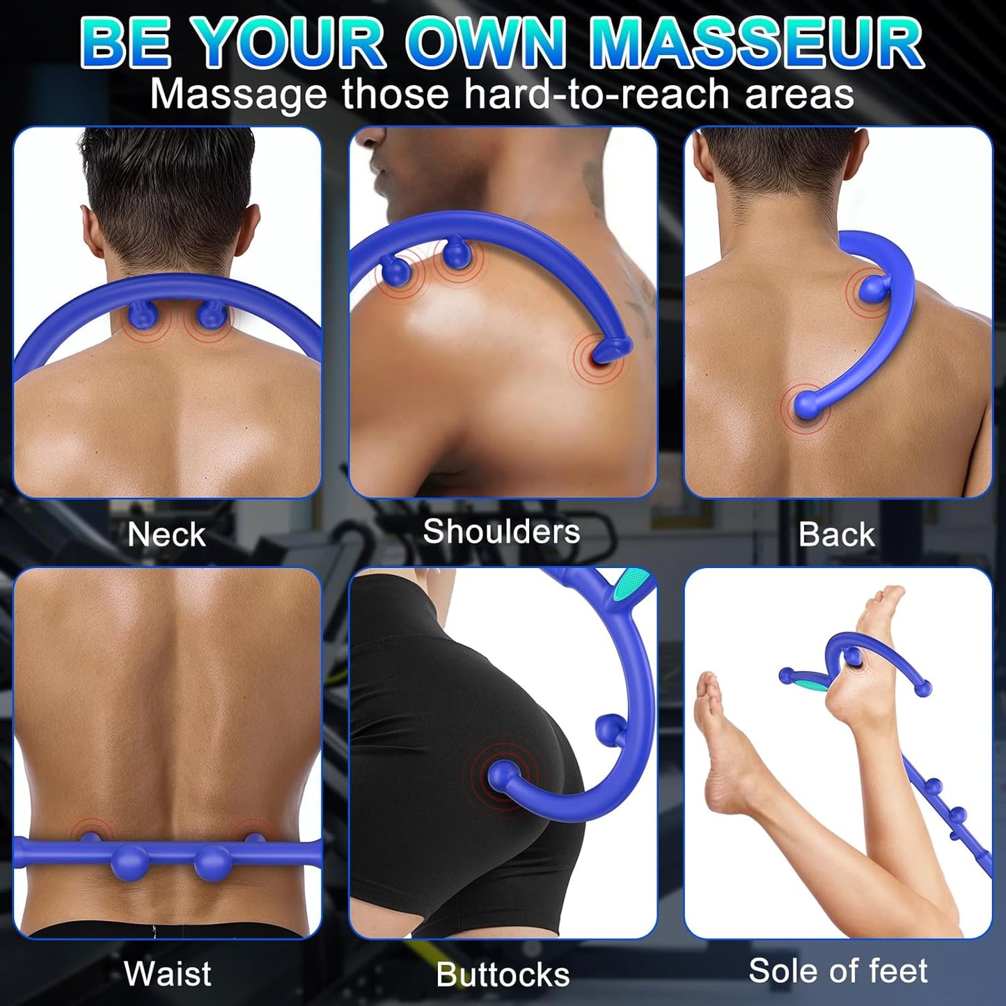KEINE MARKE Trigger Point Massage Tool, Back Massage Tool, Pressure Point Massage Tool, Handheld Back, Neck, Shoulder, Leg and Feet Massage Hook for Men & Women (Fashionable Blue)