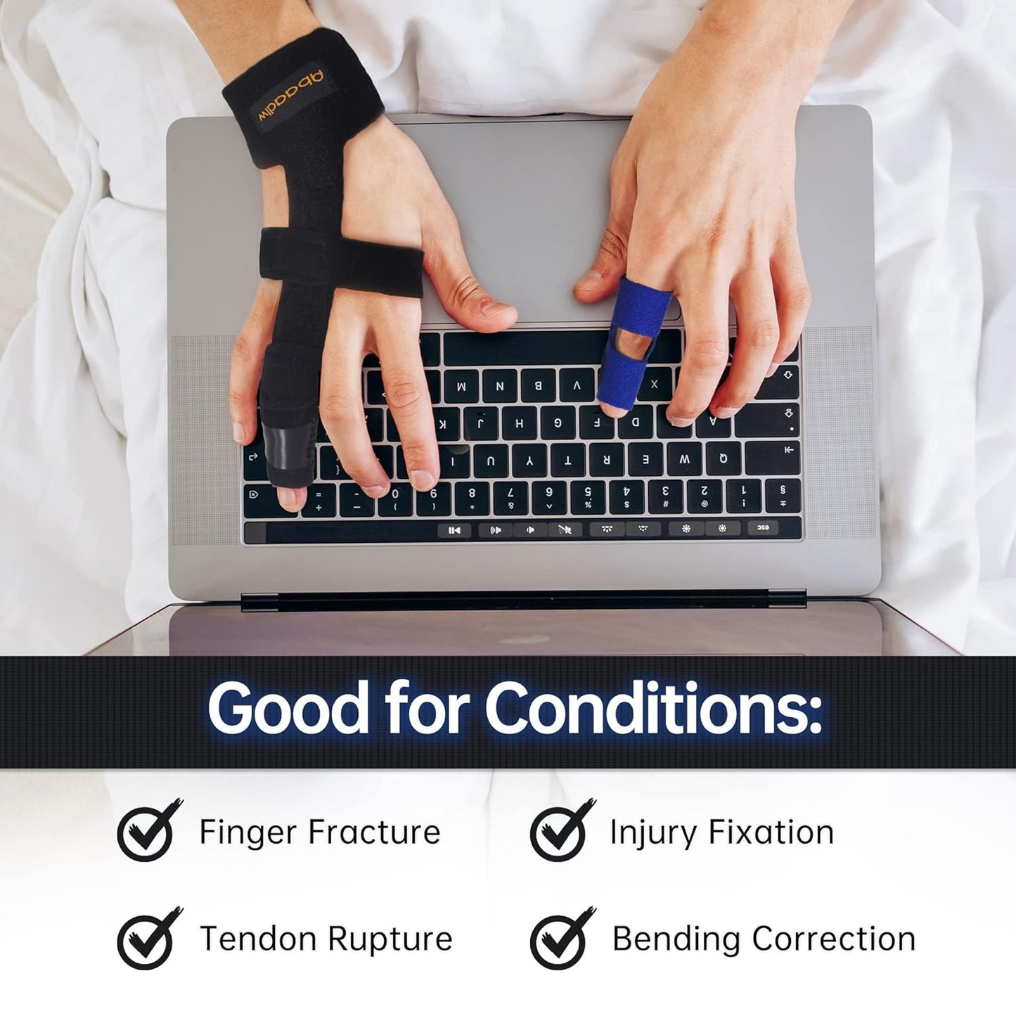 Trigger Finger Splint 2 Pcs, Adjustable Index Finger Splint, Finger Splint Middle Finger, Ring Finger Splint, Pinky Finger Splint,Hand Brace