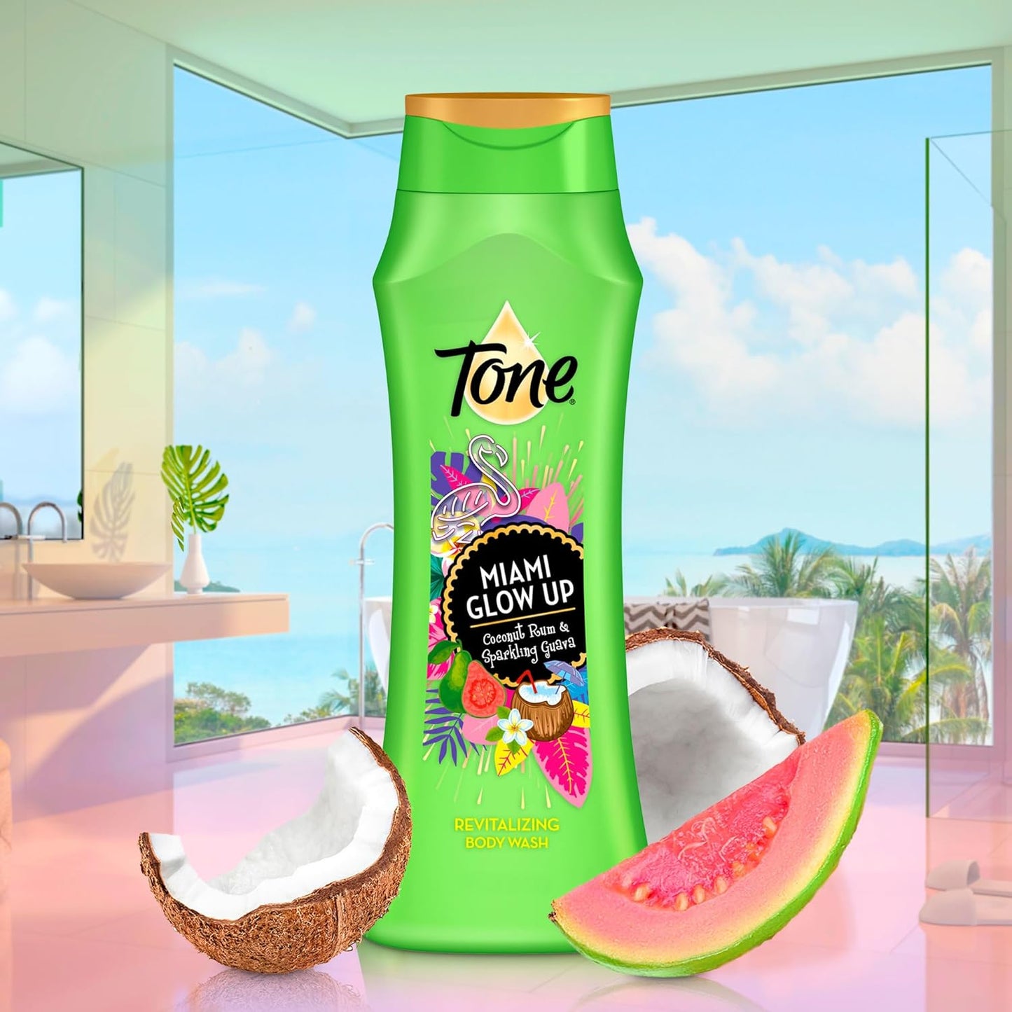 Tone Body Wash, Miami Glow Up, 16 fl oz (Pack of 6)