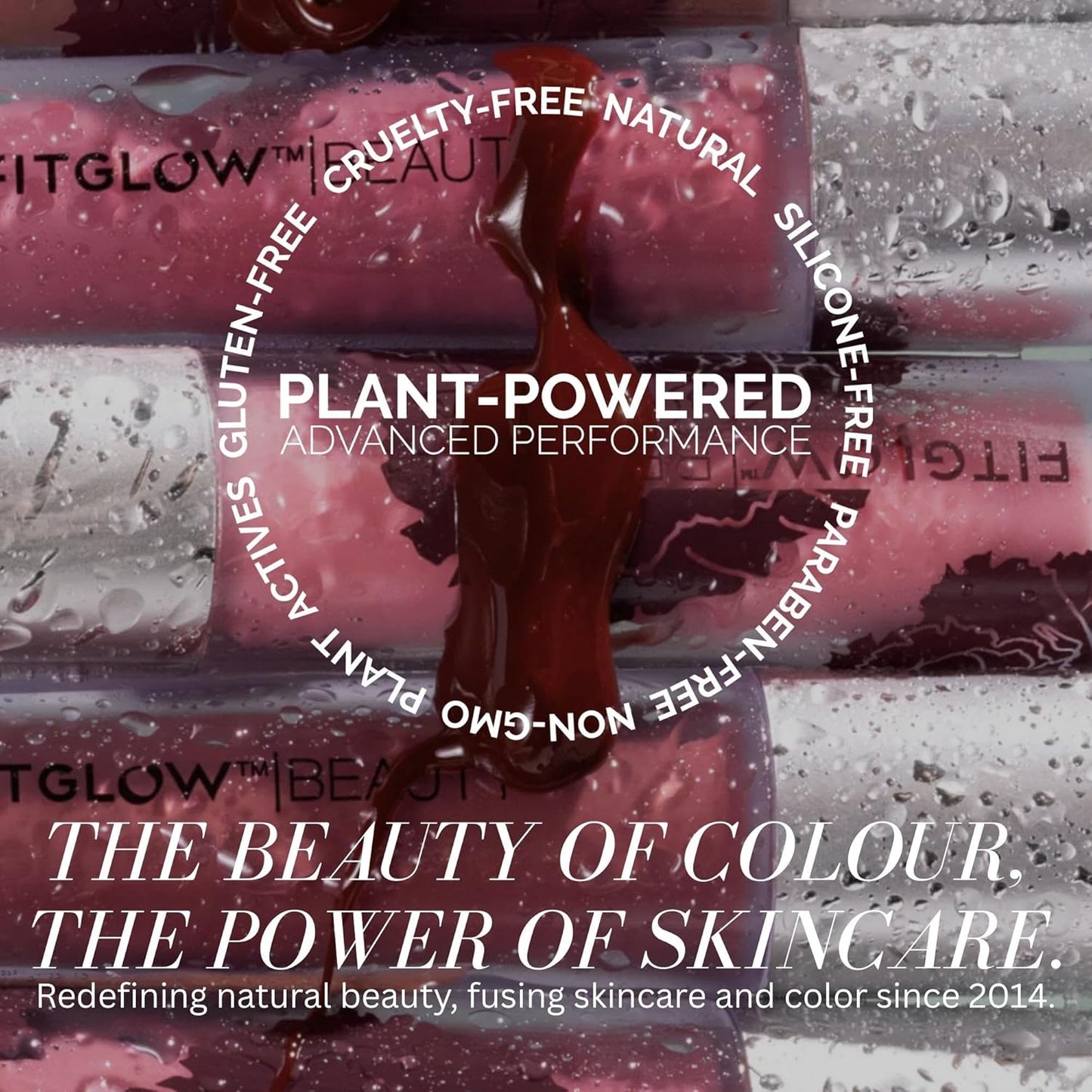 FITGLOW Beauty Lip Colour Serum | Hydrating Lip Gloss | Plumping Anti-Aging Lip Treatment | Natural Shine with Pomegranate Sterols & Collagen | Buildable Color for Dry Chapped Lips | Dahlia - 10g