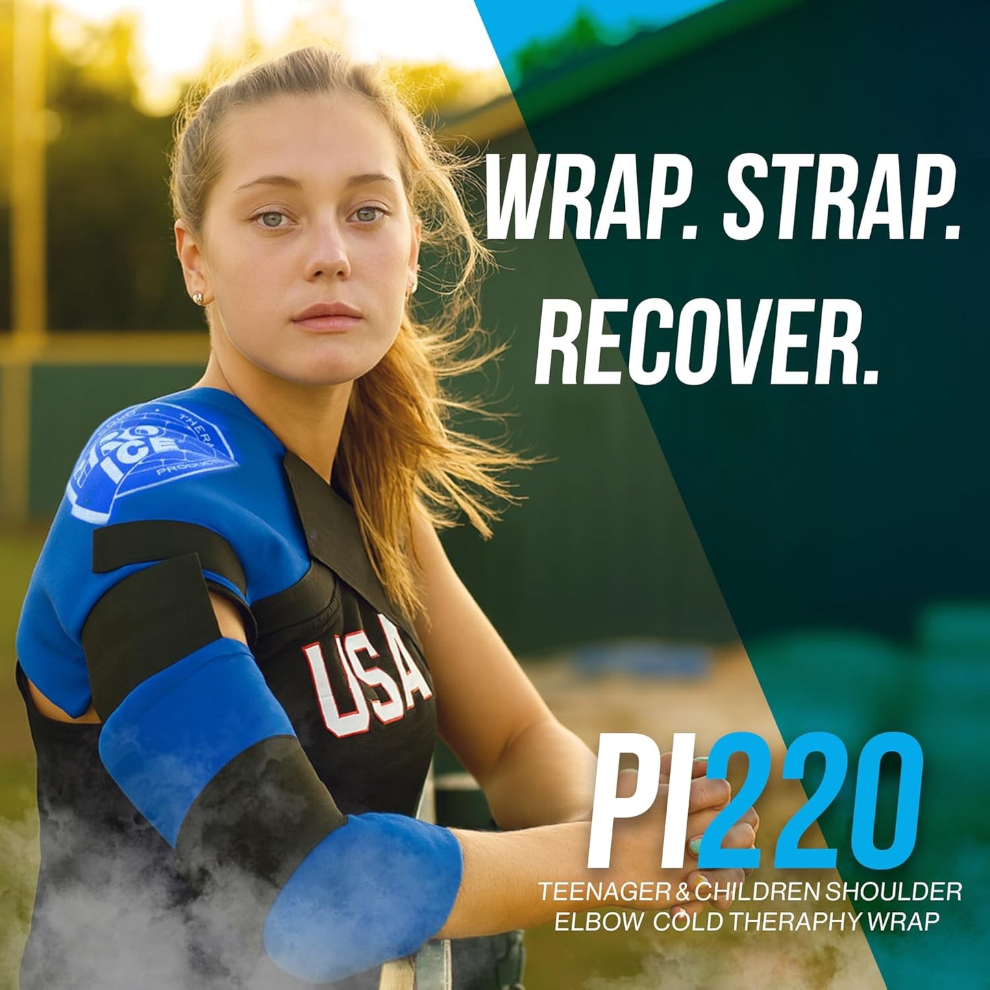 PRO ICE Shoulder Elbow Ice Therapy Wrap for Youth - Excellent for Treating Rotator Cuff injuries, Elbow Joint and Muscle Inflammation - Reusable Ice Packs Included - Arm Ice Pack Wrap for Pitchers