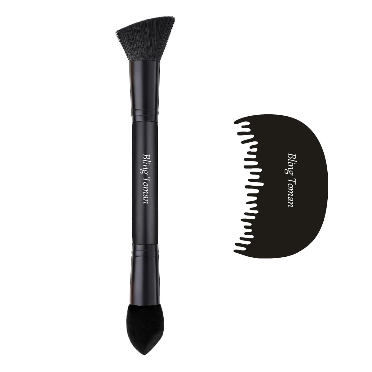 Dual-Ended Hairline Powder Brush Concealer Brush Precision Makeup Brush Set with Sponge Tip for Seamless Blending Hair Touch Up And Contouring Blending (Dual-Ended Brush)