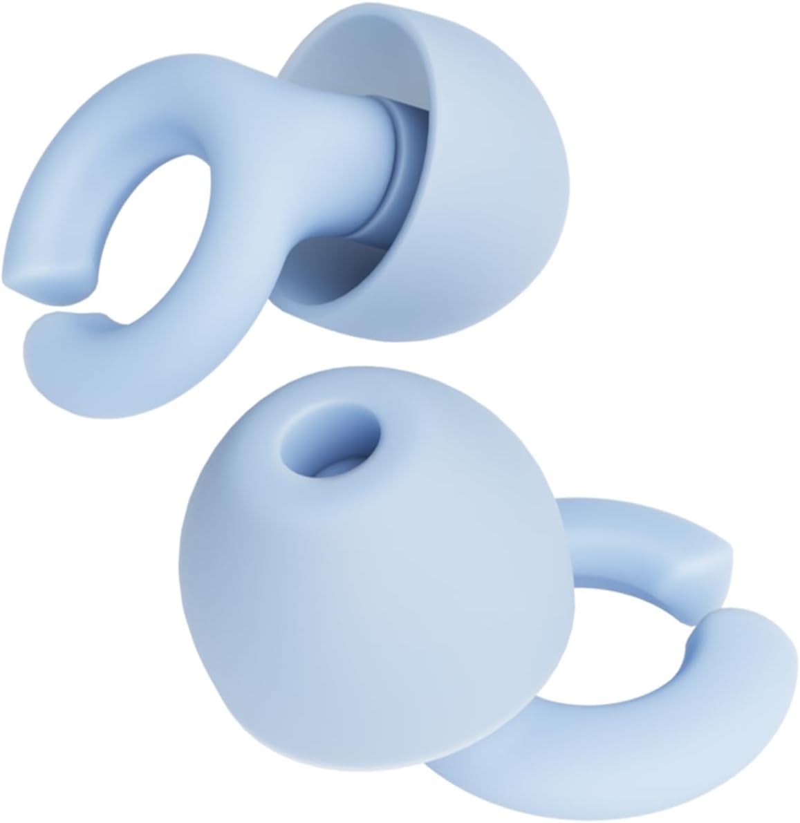 Hush Hoops Ear Plugs, Ultra-Soft Reusable Silicone Plugs with Horseshoe Shape for Comfort, Designed for Sleep and Sound Suppression, 17dB (NRR) Noise Reduction Rating, Blue, 1 Pair with Travel Case
