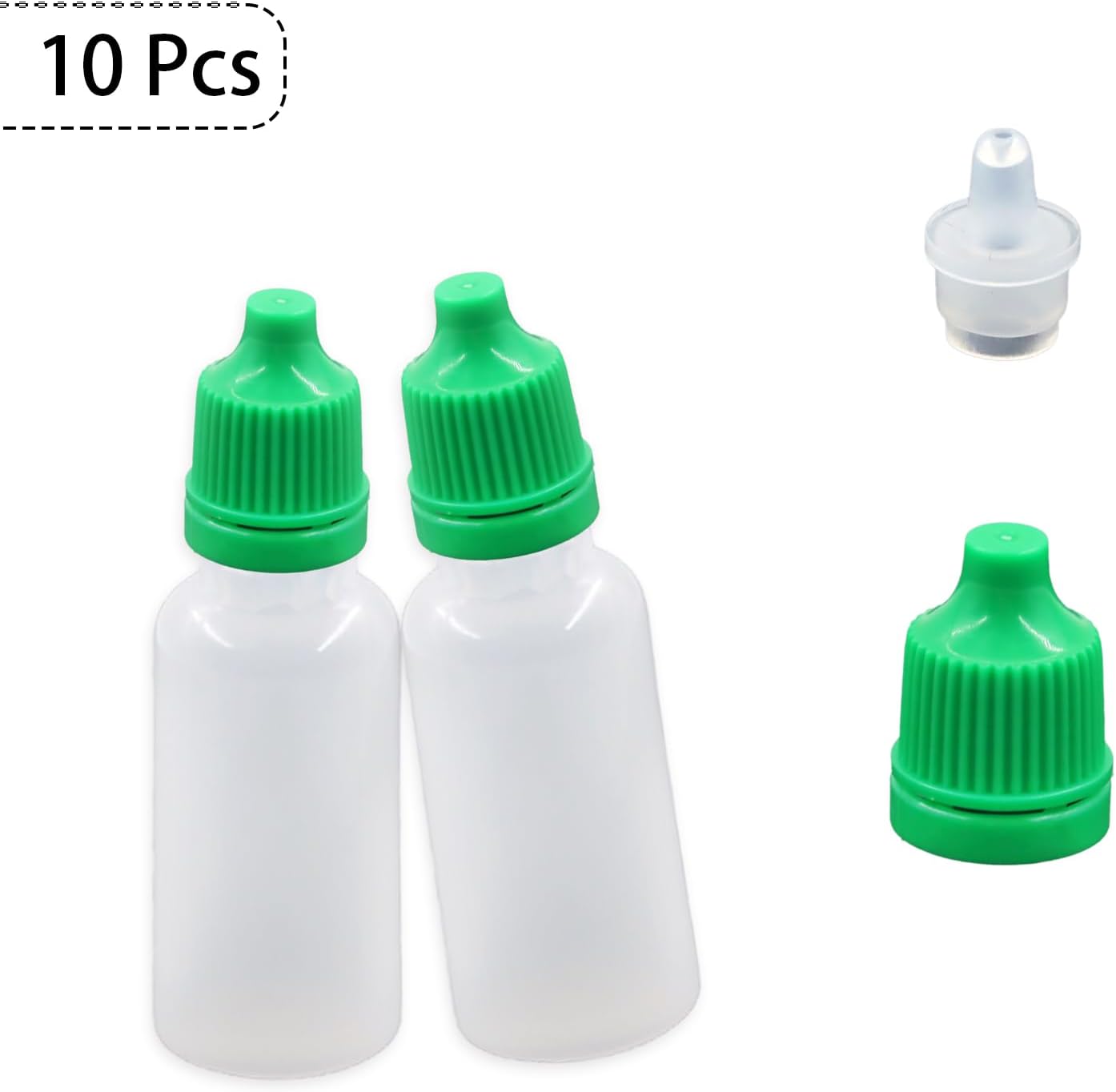 10 Pcs Dropper Bottles, 15ml/0.5 oz Empty Squeezable Small Mouth Dropper Bottle, Liquid Dropper Bottle with Green Cap