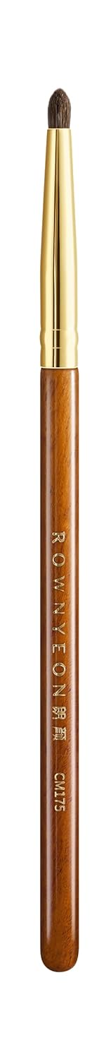 Desert Oak Series Tapered Spotlight Brush - Precision Pony Hair Brush for Inner Corner & Under-Eye Highlighting, Bubinga Handle & Gold Ferrule (CM 175)