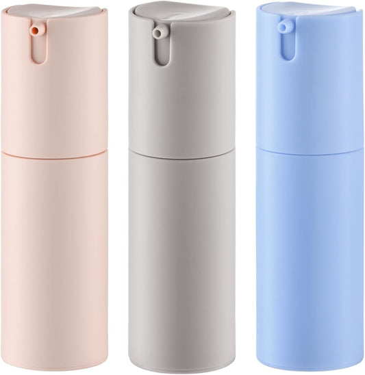 1 oz Airless Pump Bottles, Travel Lotion Container, Skincare Containers for Moisturizer(Plastic, Multicolor, 3Pcs)