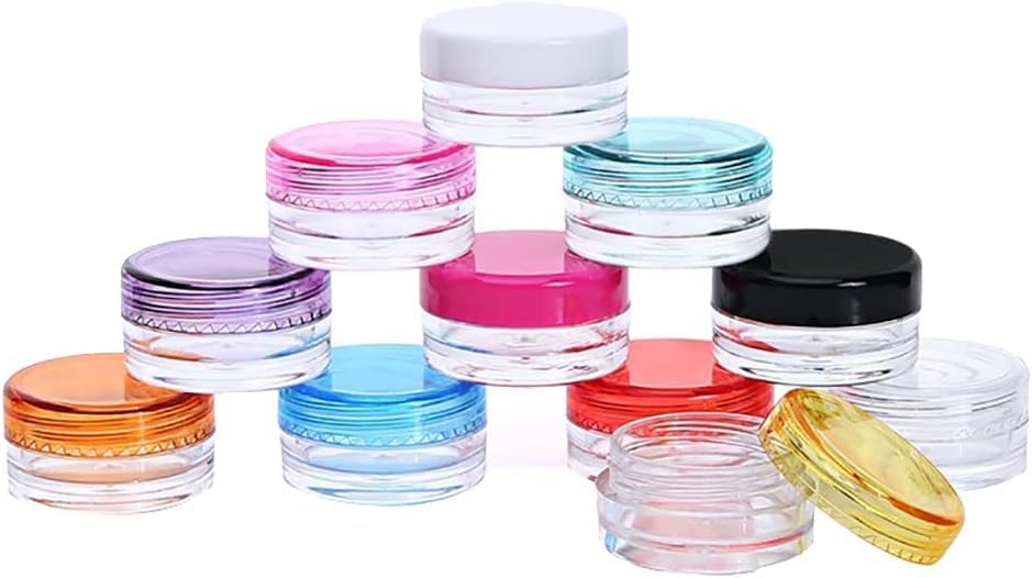 10 Pcs Multicolour Plastic Face Cream Jars Mini Lotion Containers Small Toiletries Pots Empty Refillable Makeup Container Travel Portable Cosmetic Jars for Beauty Products Refillable Containers