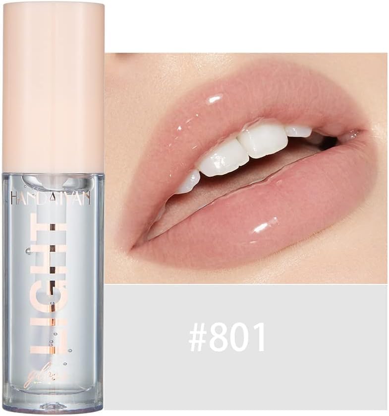 6PCS Lip Oil Light Lipgloss Set, Moisturizing Hydrating Lip Glow Oil Lip Gloss Kit High Shine Lip Plumping Glass Finish Lip Gloss Liquid Lipstick for Women (Set C)