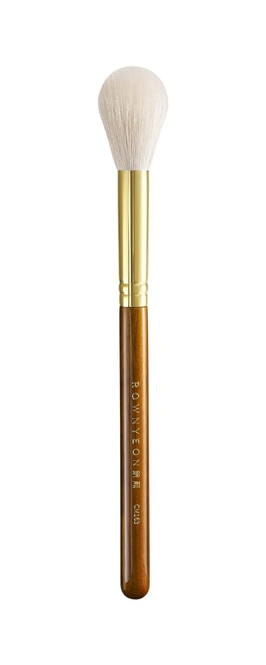 Desert Oak Series Luminous Flame Highlighter Brush - Natural Goat Hair Bristles for Precise Highlight & Blush, Luxury Bubinga Wood Handle (CM 163)