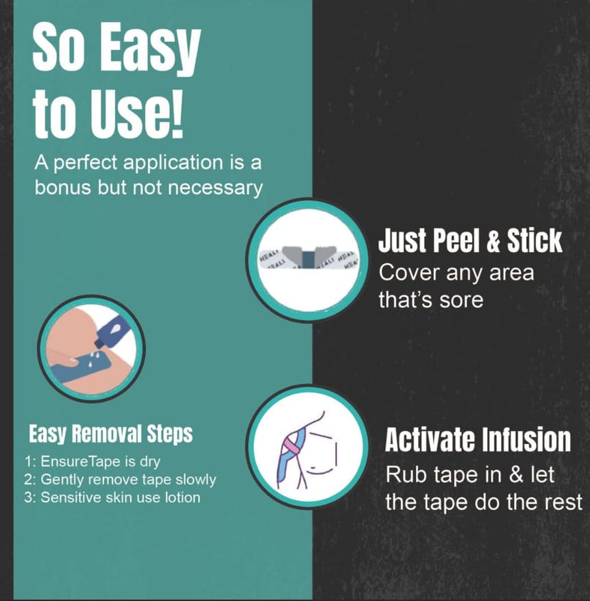 Heali Kinesiology Tape with Magnesium and Menthol, 20 Pcs Precut Strips, K Tape Roll, Knees, Physical Therapy Sports Tape for Muscle and Joint Relief, Water Resistant, Black Inspiration