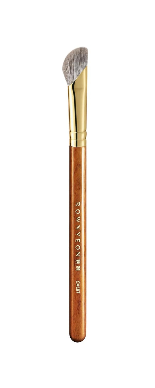 Desert Oak Series Pro Nose Sculptor - Arctic Fluff Hybrid Bristles for Nasal Contouring, Wide Angled Nose Brush, Bubinga Handle (CM 197)