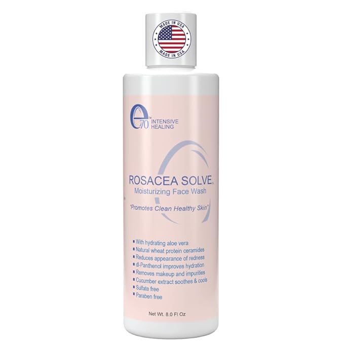 Rosacea Treatment Skincare Face Wash for Women & Men - Gentle Face Cleanser Moisturizer Redness Reducing Skin Care with Aloe Vera, Hyaluronic Acid & Fruit Extracts, Made in USA (8 fl. oz)