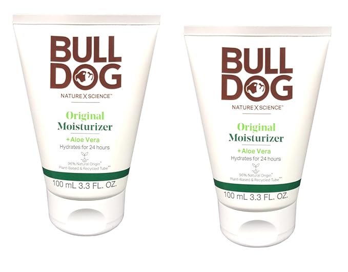 Bulldog Skincare Original Moisturizer For Men. With Aloe Vera, 3.3 fl. oz., (Pack of 2)