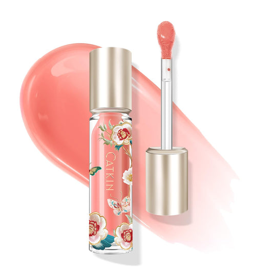 Catkin Lip Plumper Gloss, Tinted Lip Serum with Hyaluronic Acid & Jojoba Oil, Non-sticky Volumizing Hydrating Formula for a High Shine Maximum 3D Look, Plump & Soft Lips 0.12 Fl Oz - C08 Fire Opal