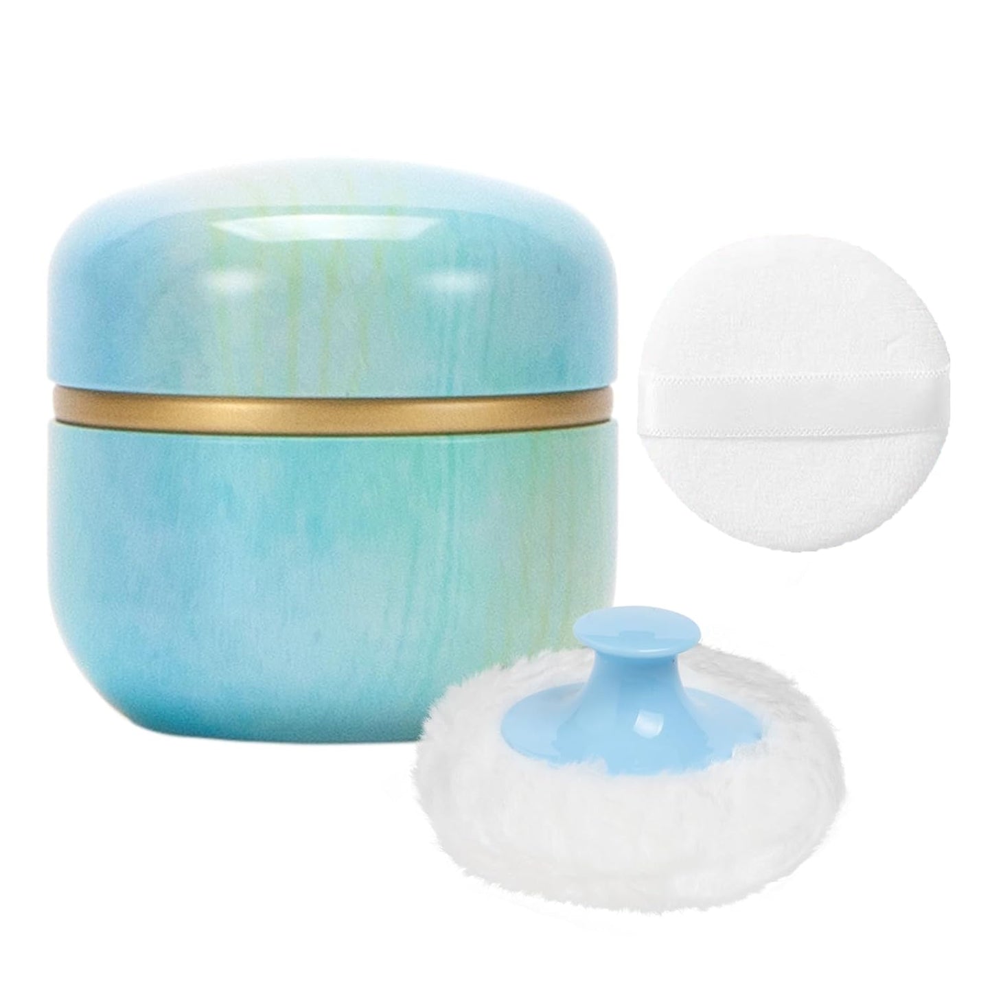 Powder Puff and Powder Container for Body Dusting Powder Case with Puff for Baby and Women,Loose Powder Containers with Puff for Travel (Turquoise1.0)