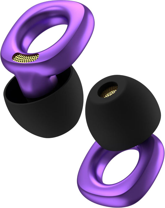 Audree Style Ear Plugs for Noise Reduction, Reusable High Fidelity Earplugs for Concerts, Musicians, Motorcycles, Study, Parent, Party, Flights & Noise Sensitivity, 18-29dB Noise Cancelling (Violet)