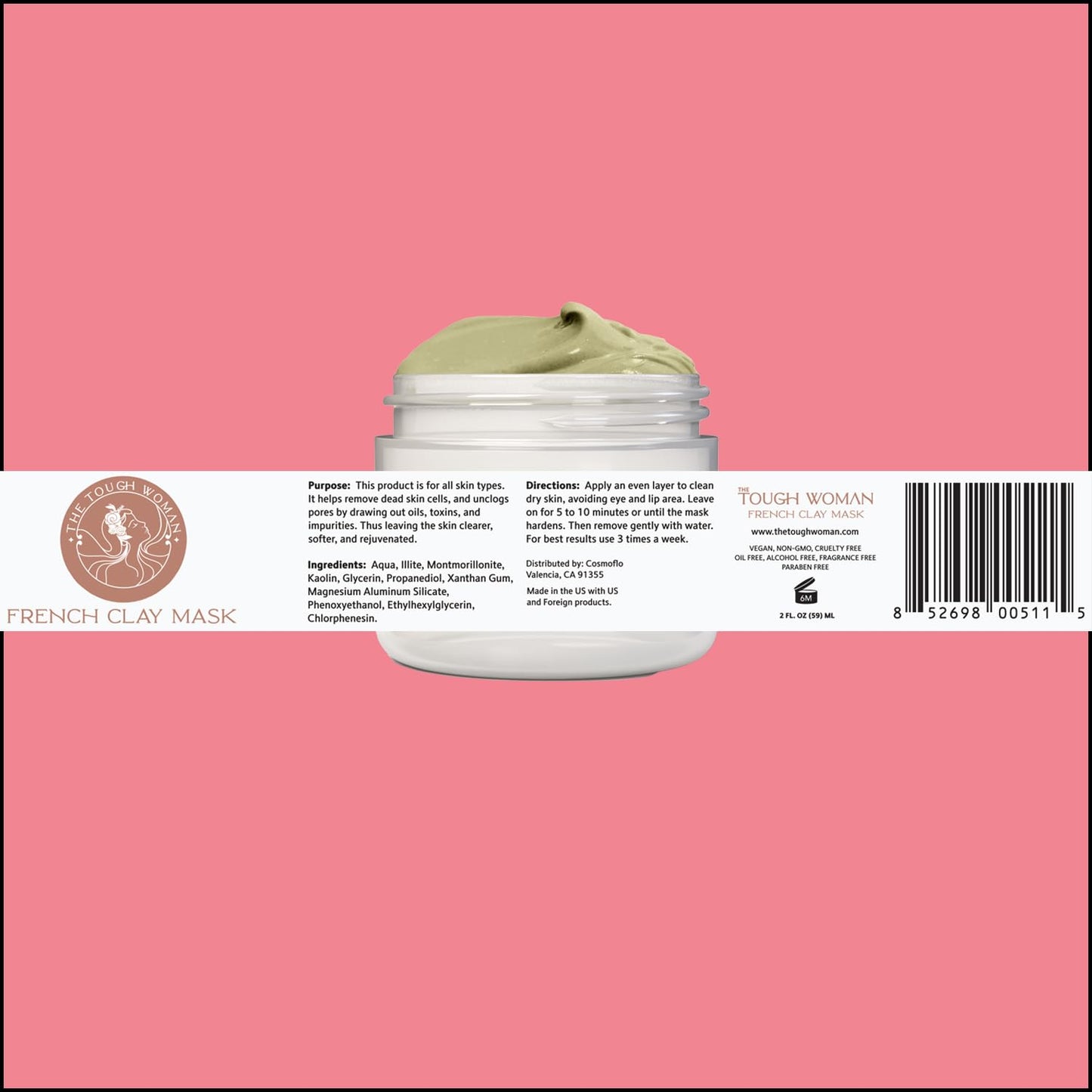 Detox Green Clay Mask for Face - 3-Clay Blend with Kaolin Volcanic Clay - Deep Pore Cleansing, Removes Excess Oil, Tightens Pores - Oil-Free, Paraben-Free