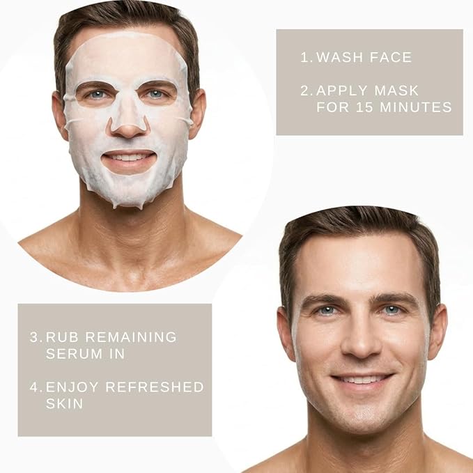 Mens Hydrating Sheet Face Mask for Sensitive, Dry & Tired Skin Beer-Inspired Skincare, Deep Hydration & Relaxation, Fun Gift for Beer Lovers, Birthdays, Groomsmen, Bachelor Parties