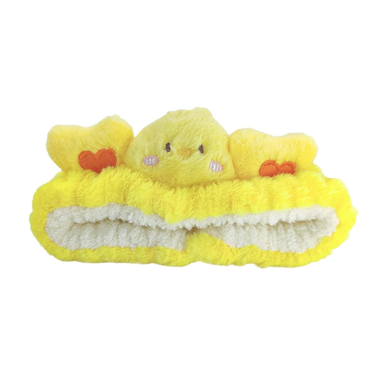 Kawaii Spa Headband - Cute Duck Towel Headband for Women's Skin Care, Makeup & Wash - Soft Microfiber Coral Fleece (Yellow, Duck)