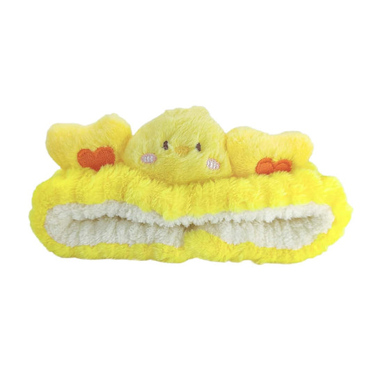 Kawaii Spa Headband - Cute Duck Towel Headband for Women's Skin Care, Makeup & Wash - Soft Microfiber Coral Fleece (Yellow, Duck)