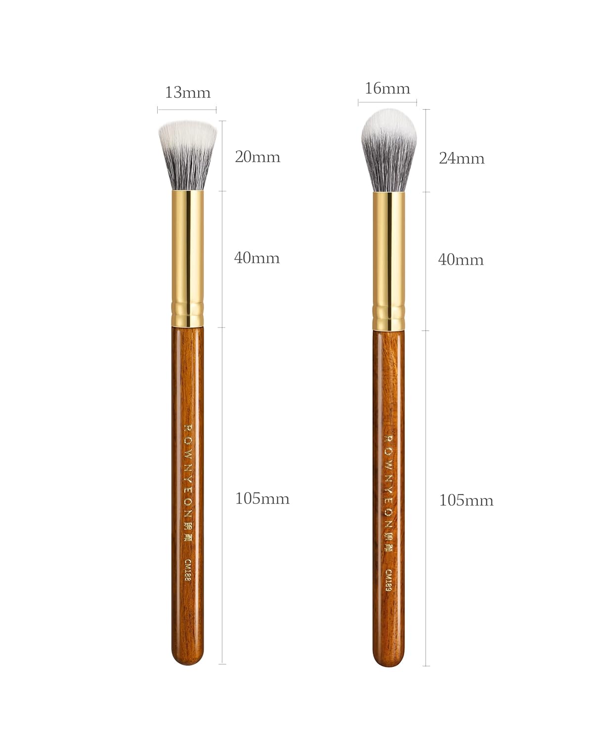 Desert Oak Series Dual Wool Blush Brush - Flat Top Goat Hair for Diffused Powder & Cream Blush, Seamless Blending, Bubinga Handle (CM 188)