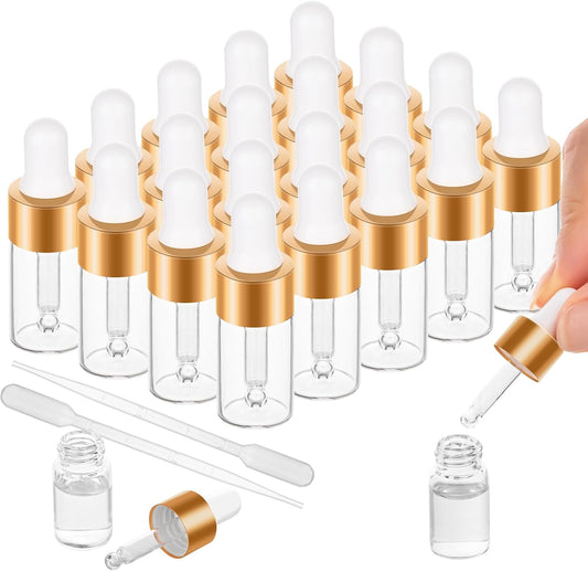 100 Pack Mini Dropper Bottle for Cuticle Oil, 3ml Small Sample Essential Oil Dropper Bottles for Travel, Clear Empty Vails for Cosmetic Perfume
