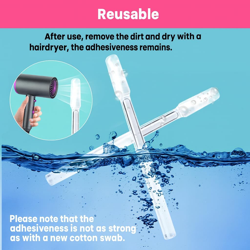 Reusable Ear Wax Removal Swabs, Safe Ear Cleaning Sticks, Adhesive Spiral Ear Sticky Cleaner, Soft Silicone Earwax Remover, 24 Pack