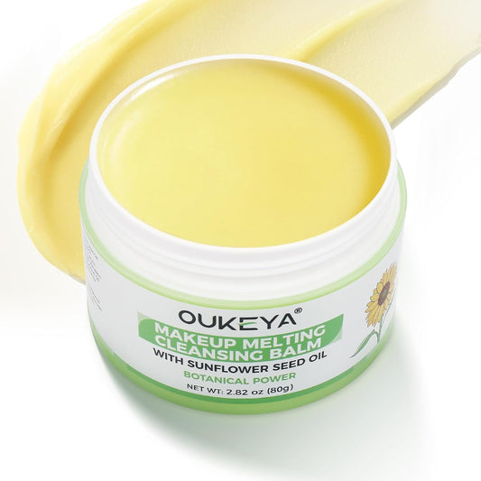 OUKEYA Cleansing Balm - Moisturizing Makeup Remover | Natural Ingredients | Suitable for All Skin Types to Gently Meltaway Mascara, Eyeliner and Makeup |- Gently Removes Dirt & Impurities 80g