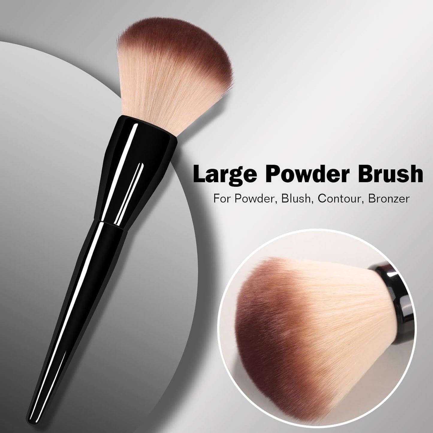 Large Makeup Foundation Brush Powder Brush Banidy Powder Foundation Brush Flawless Makeup Brushes Bronzer Blush Brush Perfect for Blending Buffing with Loose Powder Liquid Foundation(Black)