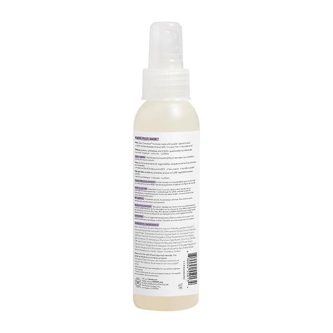 The Honest Company Conditioning Hair Detangler, Leave-In Conditioner and Fortifying Spray, Tear Free, Cruelty-Free, Hypoallergenic, Lavender Calm, 4 Fl Oz