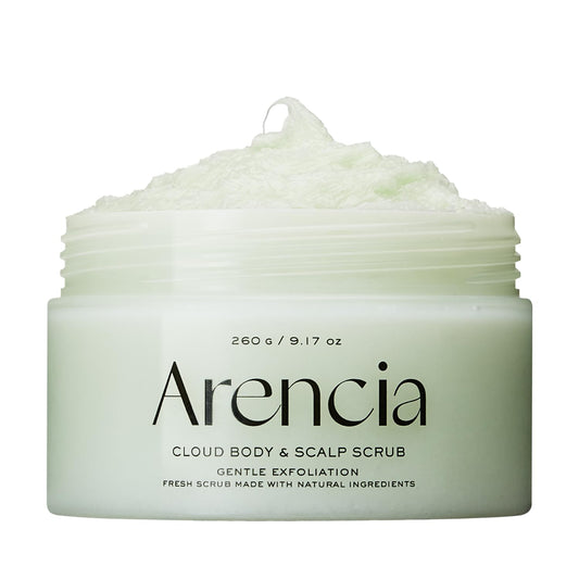 Arencia Fresh Cloud Sea Salt Body & Scalp Scrub (Green) - Gentle Exfoliation for Softer, Refreshed Skin and Scalp, Korean Skin Care
