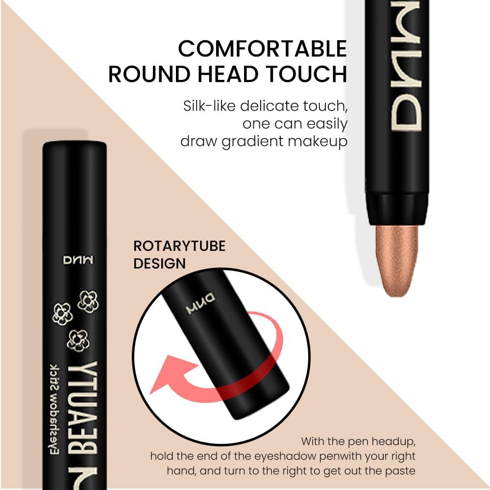 evpct 2Pcs Cream Eyeshadow Sticks Set for Eyes Beige Gold & Bronze Gold Shimmer Eye Crayon Shadow Brightener Stick Pencil Pen Bulk sombras en crema para ojos 05+15