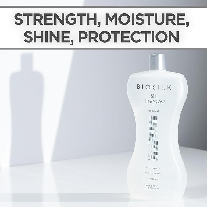 BioSilk Silk Therapy Original, Reconstructing Leave-In Hair Treatment, Adds Shine, Smooths & Prevents Split Ends, Sulfate-Free, Paraben-Free, Cruelty-Free, 34 Oz
