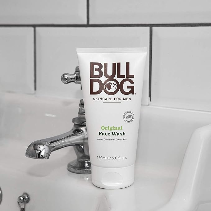 BULLDOG Mens Skincare and Grooming Original Face Wash with Aloe, Camelina & Green Tea, 5 Fl. Oz. - Pack of 3