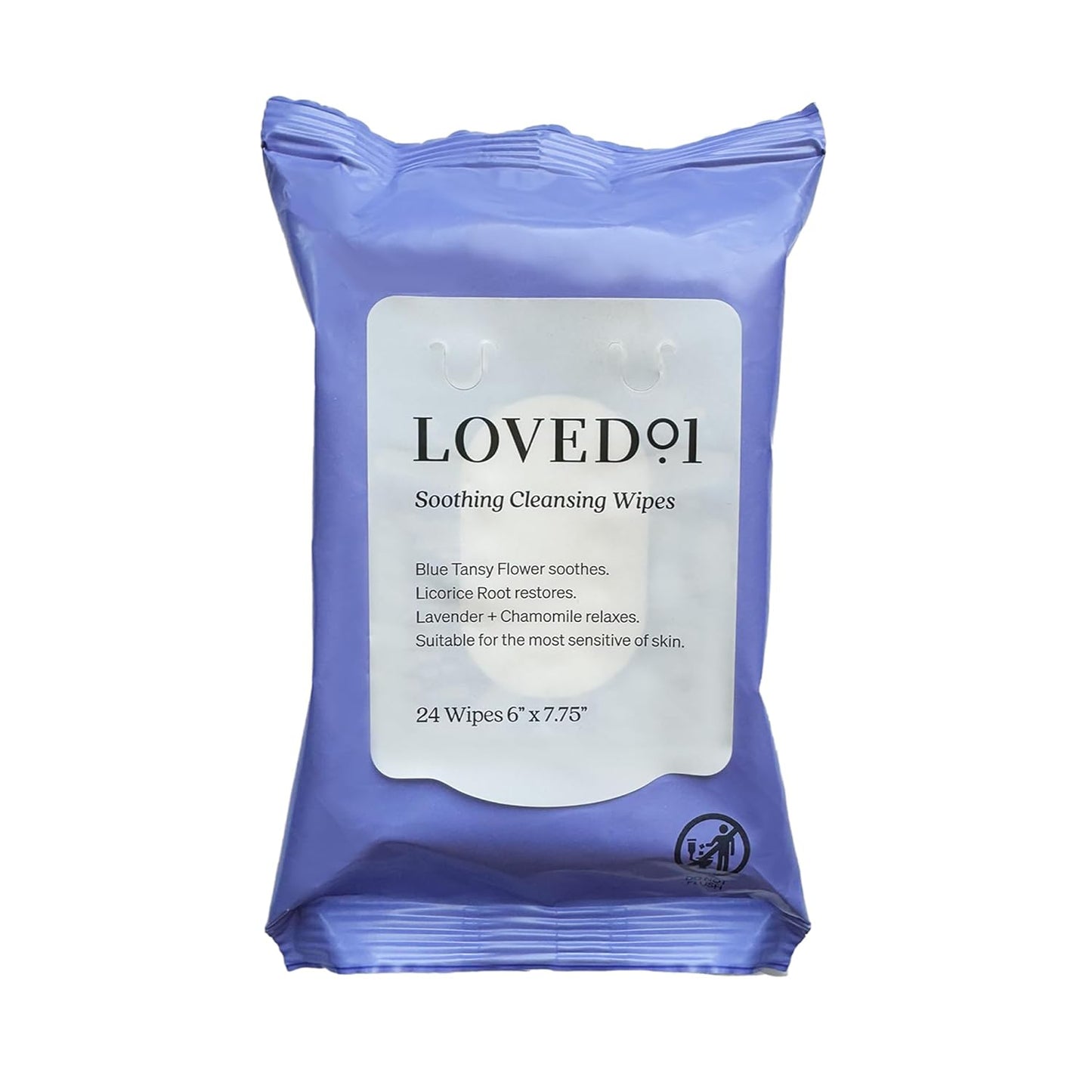 Soothing Cleansing Wipes, Cleansing Makeup Remover Wipes for Sensitive Skin with Serum-Like Finish, Lavender Scent, 24 Wipes