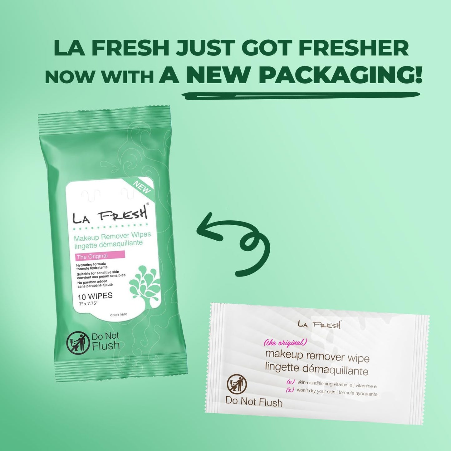 LA Fresh Makeup Remover Wipes with Vitamin E - For Face, Eyes, Lips - Face Wipes Travel Essentials Pack, of 3 10-count Pouches (30-count)