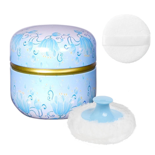 Powder Puff and Powder Container for Body Dusting Powder Case with Puff for Baby and Women,Loose Powder Containers with Puff for Travel (Light Blue1.0)