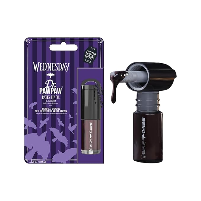 Dr. PawPaw Wednesday Blackberry Tinted Lip Oil - Deep, Sheer Shade Lip Moisturizer - Hydrating, Lightweight Shine with Nourishing Papaya - 0.1 oz