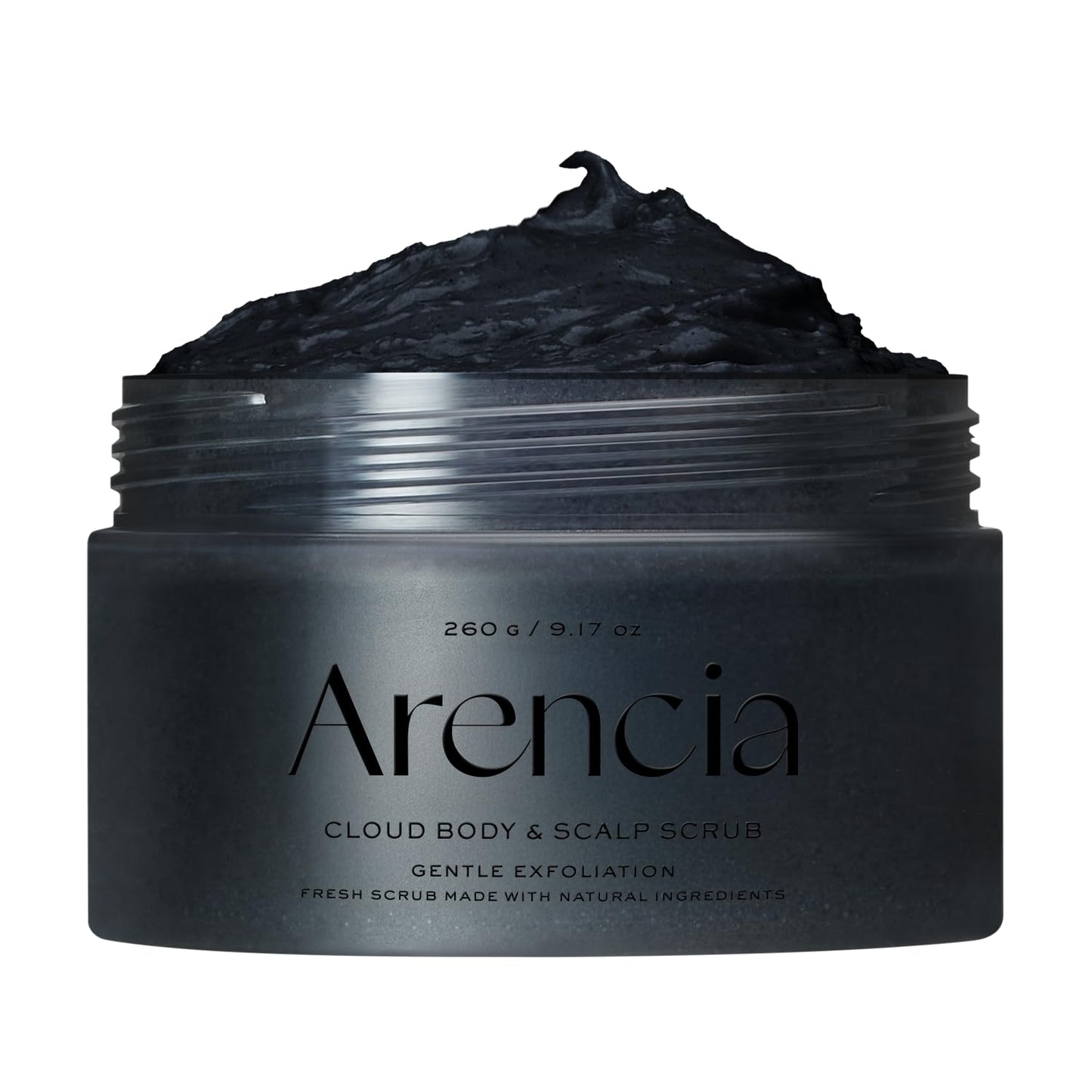 Arencia Fresh Cloud Sea Salt Body & Scalp Scrub (Black) - Gentle Exfoliation for Softer, Refreshed Skin and Scalp, Korean Skin Care