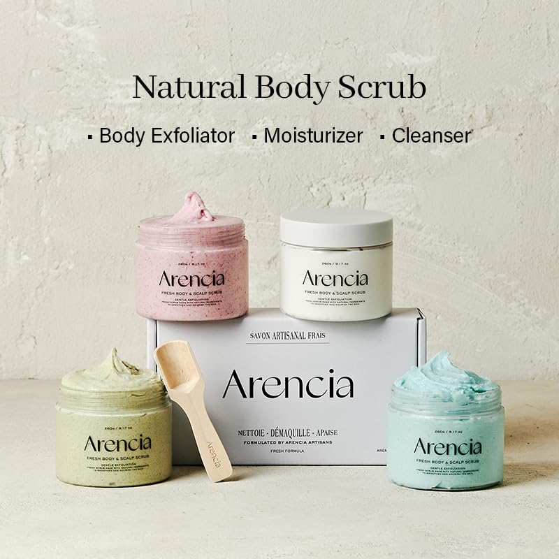 Arencia Fresh Cloud Sea Salt Body & Scalp Scrub (Green) - Gentle Exfoliation for Softer, Refreshed Skin and Scalp, Korean Skin Care