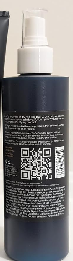 Scotch Porter Daily Hydration Conditioner Spray for Beard & Hair | Coconut, Avocado & More | 8oz Bottle with Pump