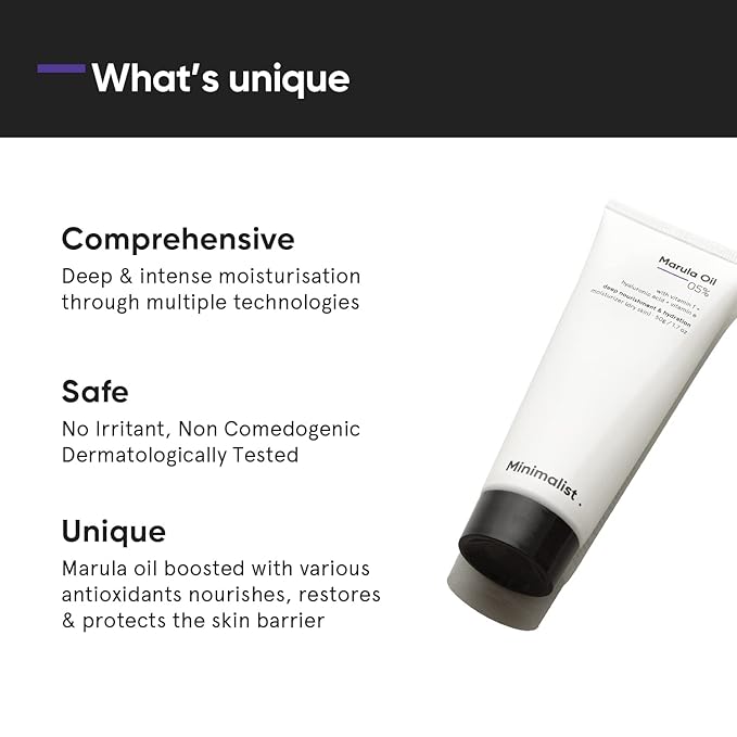 Minimalist Face Moisturizer for Dry Skin | Marula Oil 5% With Hyaluronic Acid For Deep Nourishment & Hydration | Face Hydrating Moisturizer | For Women & Men | 1.7 Oz / 50 gm